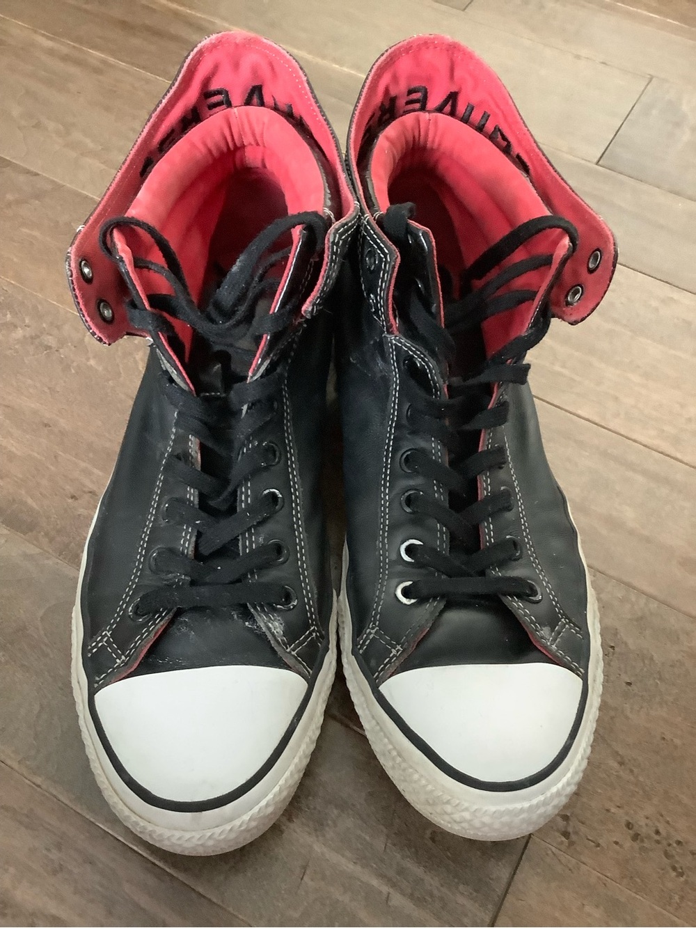 Converse Black High-Top Sneakers with Red Interior - Picture 5 of 9